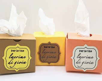 Ceremony handkerchief boxes, happy tears, tears of joy, personalized wedding