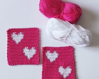 Pair of Fuchsia Saucers with White Hearts - Valentine's Day