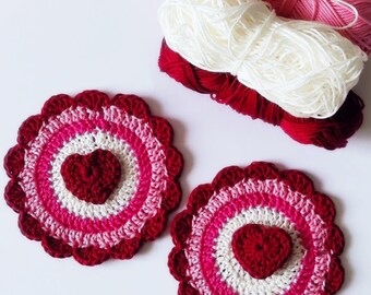 Pair of Valentine's Day Red Heart Saucers