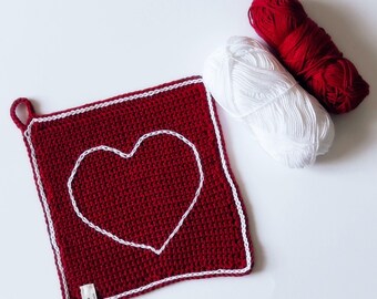 Embroidered Heart Trivet Holder