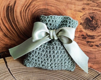 Sage Green Cotton Handmade Wedding Wrap Bag, Wedding Favor Bag, Engagement Favor Bag, Confetti Gift Bag, Bachelorette Gift, Goodies Bag