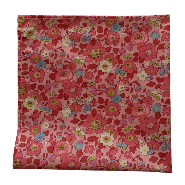 Extra large pocket handkerchief hand made in Liberty Tana lawn BETSY coral men's hankie hanky 17.5"/45cm
