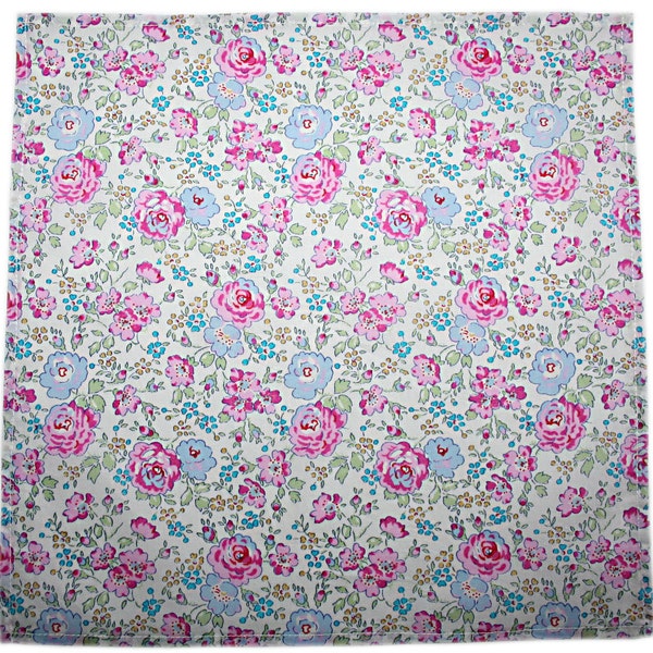 Pocket handkerchief hand made in Liberty Tana lawn FELICITE pink/blue hankie hanky