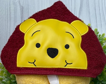 Honey loving bear hooded towel,  Pooh Bear Winnie , birthday kids gifts
