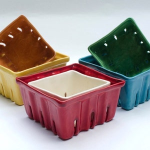 Cesta de bayas de cerámica, Caja de bayas, Cesta de frutas, Caja de frutas, Berry Bowl, Cerámica colorida, Fresa, baya imagen 2