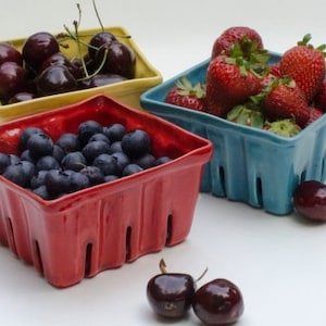 Cesta de bayas de cerámica, Caja de bayas, Cesta de frutas, Caja de frutas, Berry Bowl, Cerámica colorida, Fresa, baya imagen 3