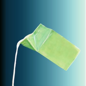 Caixa de leite de cerâmica, cremeira, cremeira de cerâmica, cremeira verde, cremeira branca, vaso feito com caixa de leite, vaso para flores pequenas, vaso de cerâmica