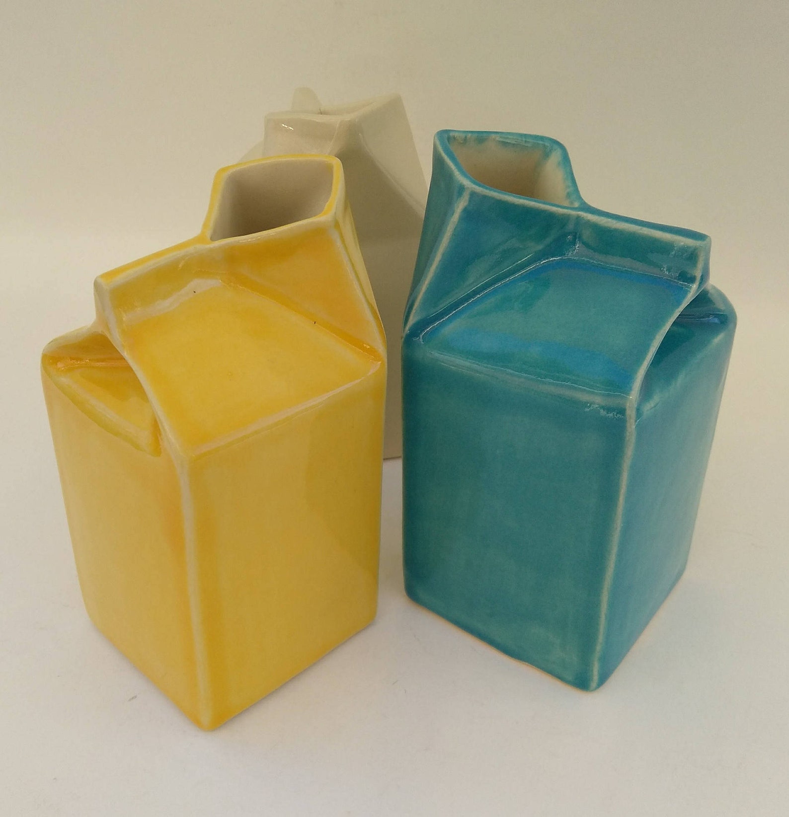 Ceramic Milk Carton Creamer Pottery Creamer Blue Creamer Etsy