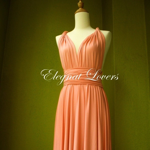 Coral Wedding Dress Bridesmaids Dress Infinity Dress Wrap Dress Convertible Evening Cocktail Party Dress Long Maxi Elegant Prom Dresses