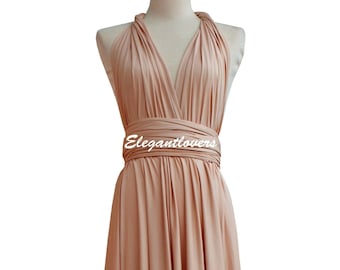 Blush Wedding Bridesmaids Infinity Wrap Convertible Evening Cocktail Party Dress Long Elegant Prom Custom made Plus Size Bridal Dresses