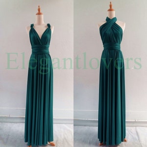 Infinity Dress Teal Wedding Bridesmaid Wrap Convertible Evening Cocktail Party Long Maxi Elegant Prom Custom Made Plus Size Bridal Dresses image 4