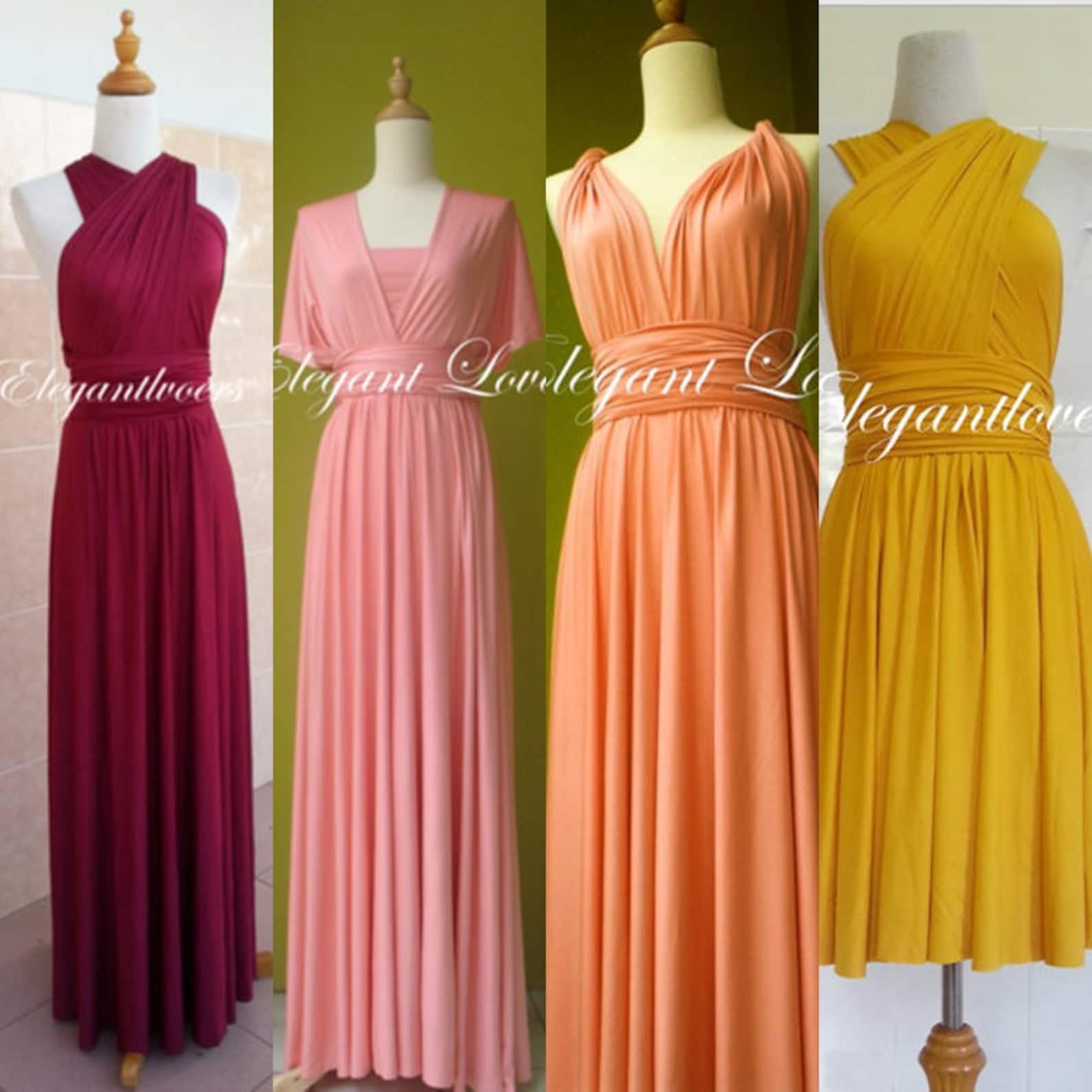 Red Wine Merlot Burgundy Maroon Dress Wedding Dress Bridesmaid Etsy