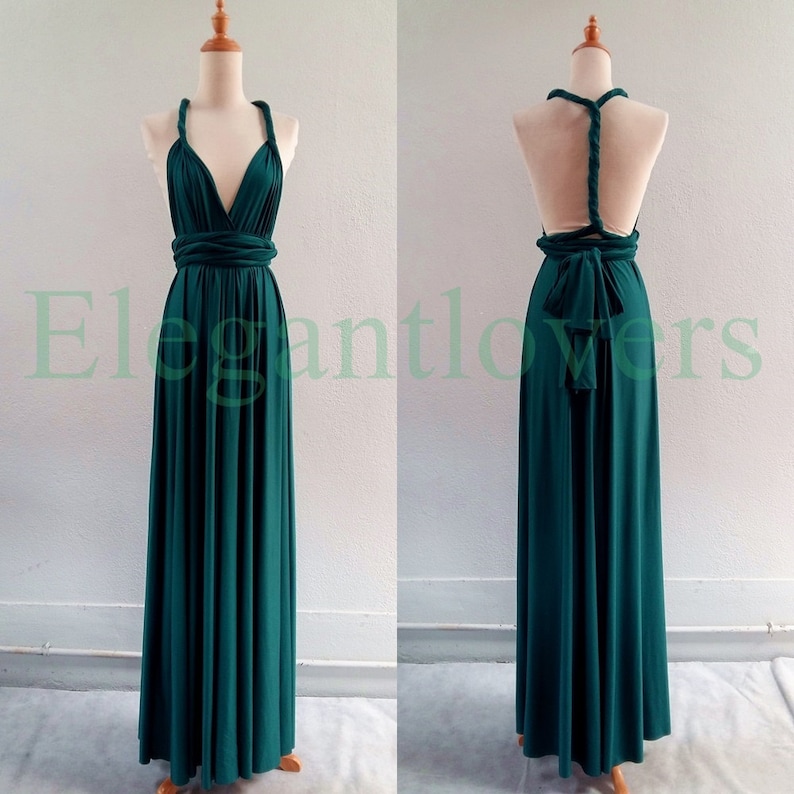 Infinity Dress Teal Wedding Bridesmaid Wrap Convertible Evening Cocktail Party Long Maxi Elegant Prom Custom Made Plus Size Bridal Dresses image 3