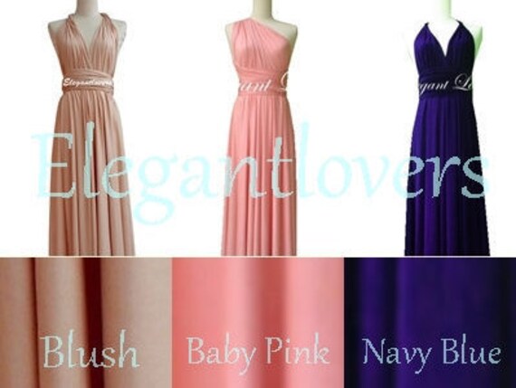Blush Baby Pink Navy Blue Theme Convertible Wedding Dress Bridesmaid Dress Infinity Dress Wrap Dress Evening Cocktail Prom Bridal Dress Etsy