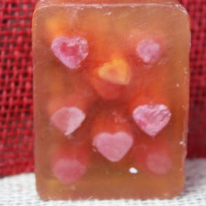 Pink Mimosa Scented Glycerin Soap with Heart Embeds