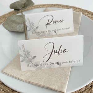 Pergament Platzkarten personalisiert Taufe Hochzeit Geburtstag Kommunion Firmung Tischdeko Namenskarten Verlobung
