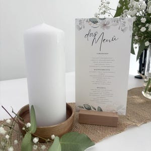 Menükarte Getränkekarte Hochzeitsmenü Aufsteller personalisiert Tischdekoration Tischnummer Hochzeit