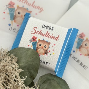 Schokoladen Banderole Aquarellpapier Einschulung Tischdeko