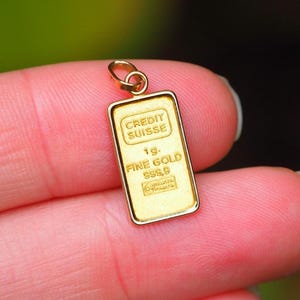 Vintage Credit Suisse Gram Fine Solid Gold Bar Pendant in