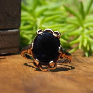 Vintage Solid 10k Yellow Gold Size 6.5 Black Onyx Ring