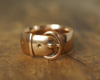 Antique 9k Gold Chester 1915 Buckle Ring Size 8 / Victorian / Vintage / Edwardian