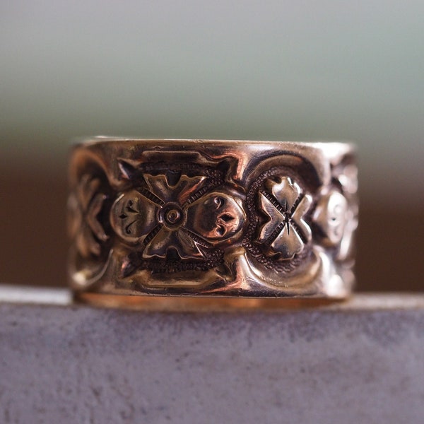 Antique 10k Rosy Gold Cigar Band Ring / Victorian / Size 6 /Wedding Band