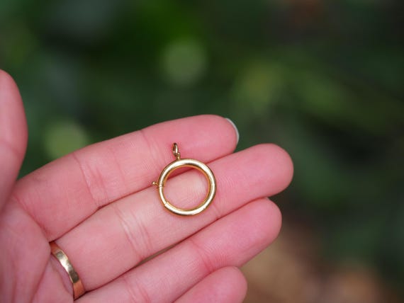 Antique Solid 14k Yellow Gold Spring / Bolt Ring … - image 5