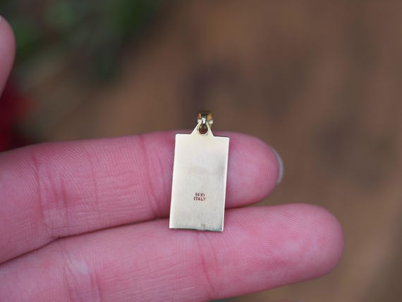 Vintage Solid 14k Yellow Gold Rectangular Pisces … - image 4