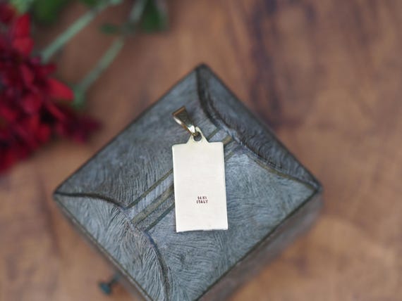 Vintage Solid 14k Yellow Gold Rectangular Pisces … - image 3