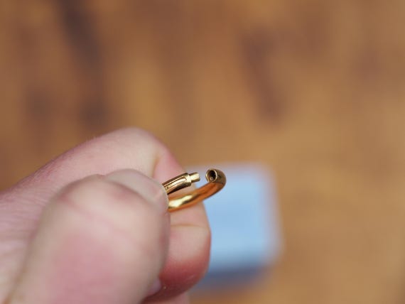 Antique Solid 14k Yellow Gold Spring / Bolt Ring … - image 4