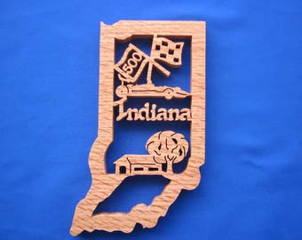 State of Indiana Wall Hanging (Oak or Walnut)