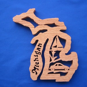 State of Michigan Wall Hanging Oak or Walnut image 1