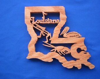 State of Louisiana Wall Hanging (Oak or Walnut)