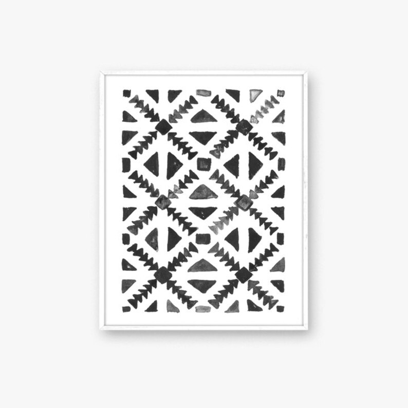 Black and white wall art boho print art print minimalist Etsy