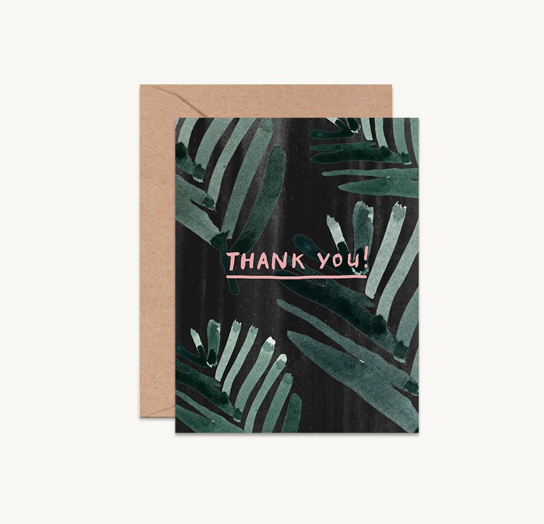 Palm leaf prin Tropical Thank you card palm thank you card boho wedding thank you card greenery card Tropical wedding thank you card