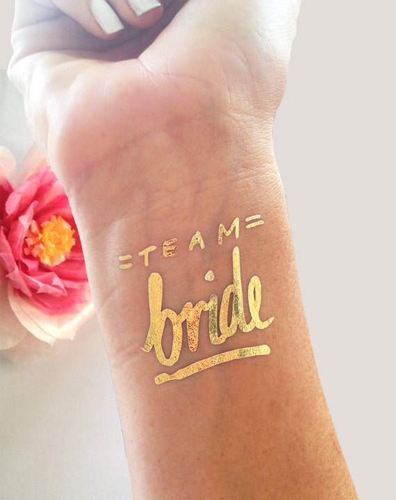 temporary tattoo bachelorette tattoo bachelorette party favors Rose gold bachelorette tattoos Bachelorette party TEAM BRIDE Heart