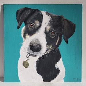 Custom pet painting, handpainted pet portrait, acrylic on canvas panel, from your photos