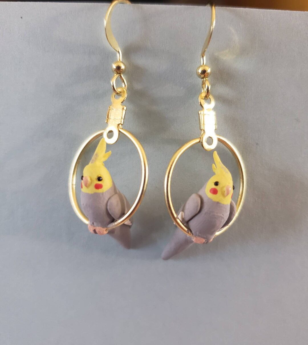 Cockatiel on a Perch Earrings Mini Polymer Clay Bird Hook Earrings Etsy