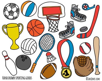 Sports Clip Art - Hand Drawn Clip Art - Sporting Goods Clip Art - School clipart