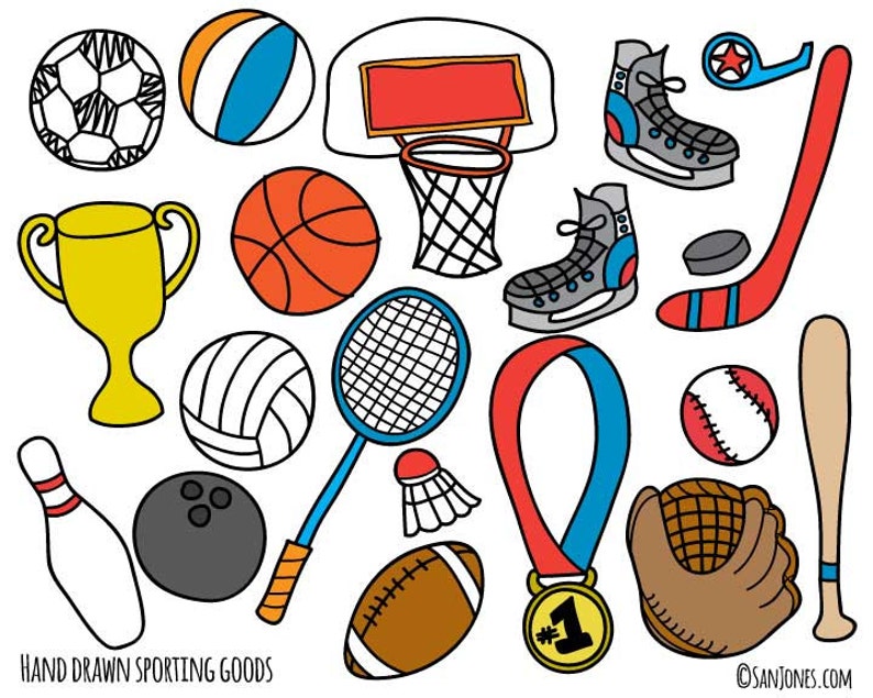 Sports Clip Art Hand Drawn Clip Art Sporting Goods Clip Art School