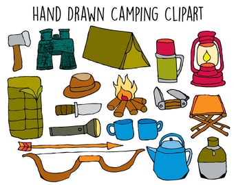 Camping Clipart - Adventure Clip Art - Hand drawn clipart doodles