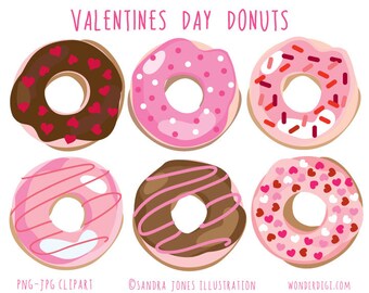 Valentine Clip Art - Valentine's Donuts -Donut Clip Art