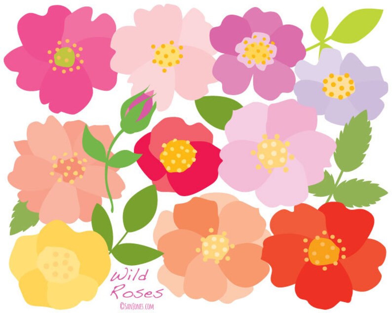 Flowers Clip Art Roses Floral Clipart image 1