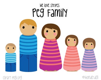 Peg Family Clipart - Kids Clip art - Family Clipart - Peg -Cute Characters Clip art - INSTANT DOWNLOAD