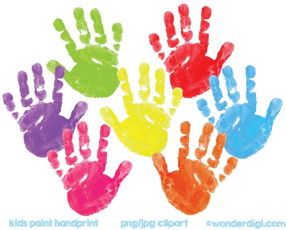 Kids Clipart Painted Clip Art REAL Kids Paint Hand Print Clipart