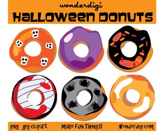 Halloween Clipart - Donut Clipart - Halloween Donuts - INSTANT DOWNLOAD