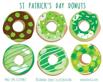 St Patricks Day Clip Art - Irish Donuts -Donut Clip Art - St Pattys Day