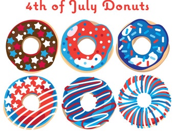 4th of July Clipart Donuts Clip Art - Independence day Donuts Clipart - Donut Clipart Illustration