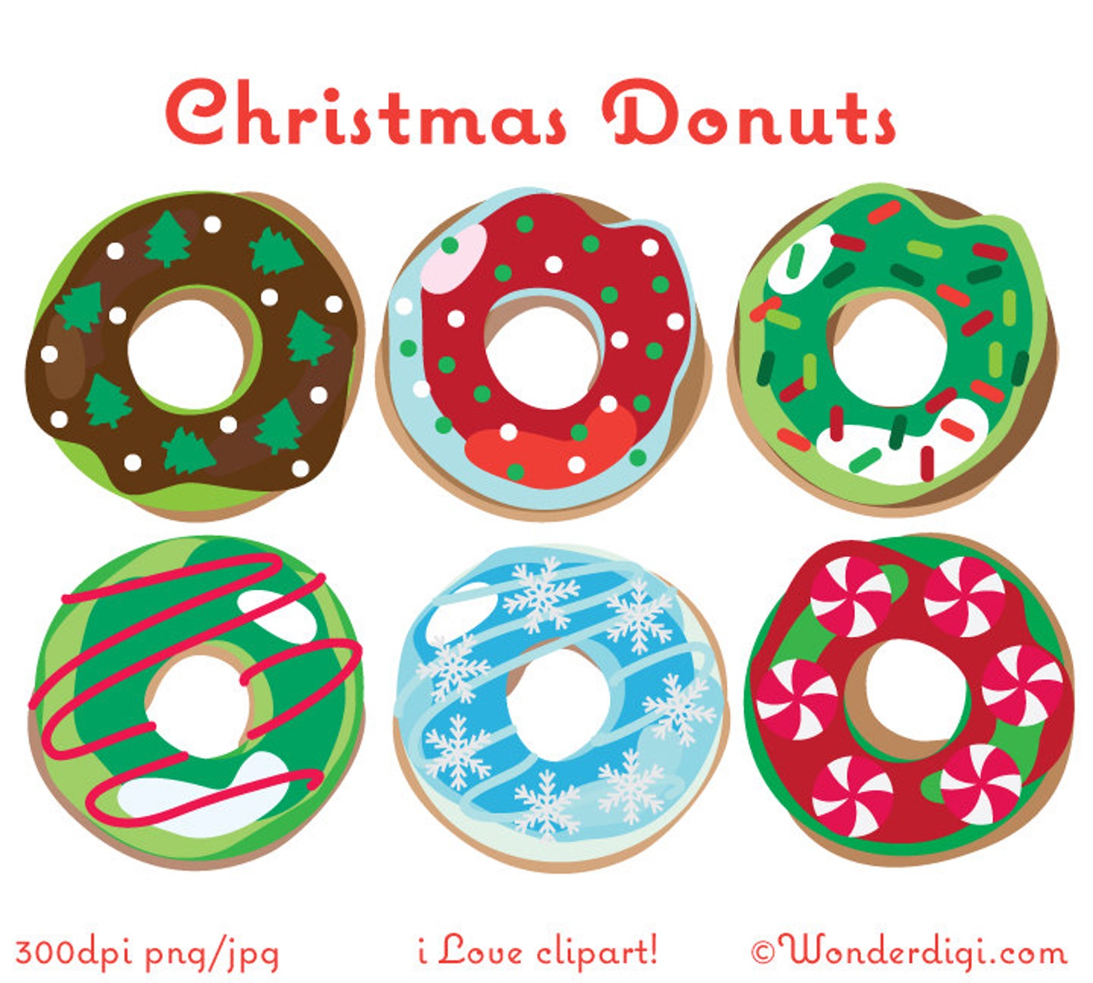 Donuts Clip Art Christmas Donuts Clipart donut Clip Art Christmas Clipart - Etsy