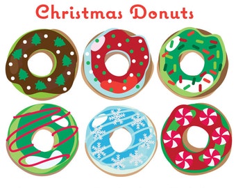 Donuts Clip Art - Christmas Donuts Clipart -Donut Clip Art - Christmas Clipart